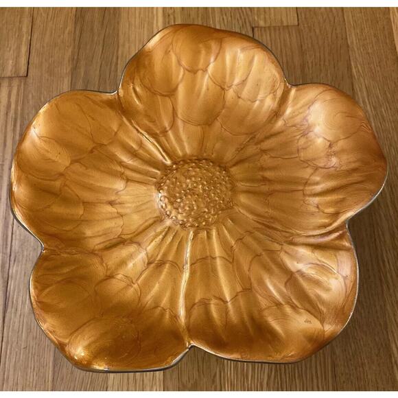 Vintage Julia Knight Enamel Orange Sunflower 8” Pedestal - Picture 4 of 9